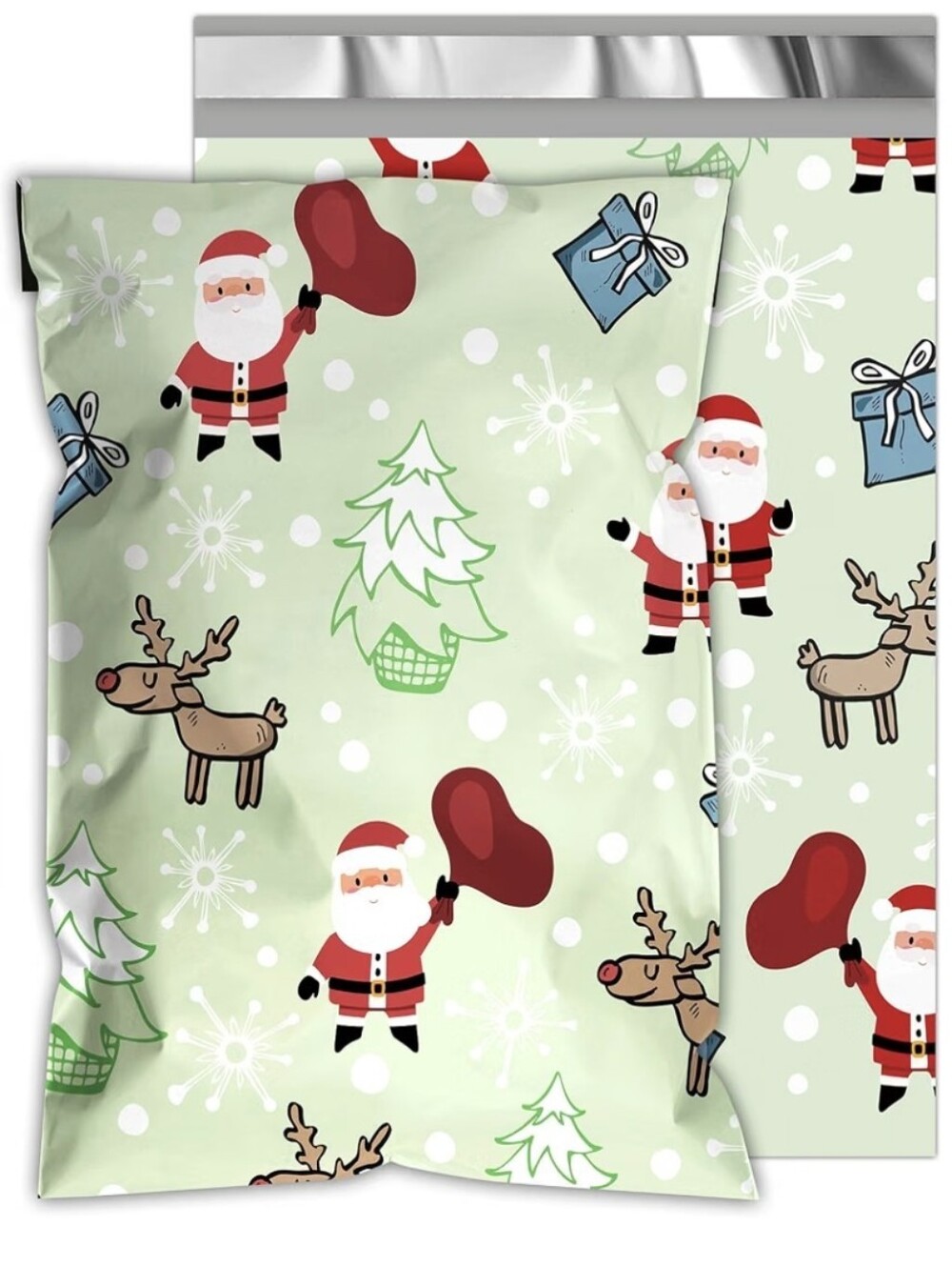 Festive Santa & Reindeer Poly Mailers 14.5x19 Qty 20